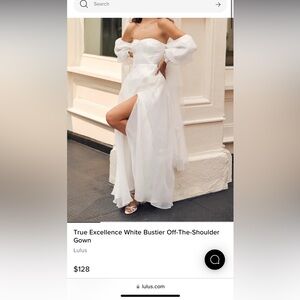 Lulu’s True Excellence White Bustier Off-The-Shoulder Maxi Dress